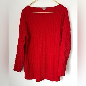 J. Jill Bright Red Soft Chenille Cable Knit Boat Neck Sweater Women’s Medium